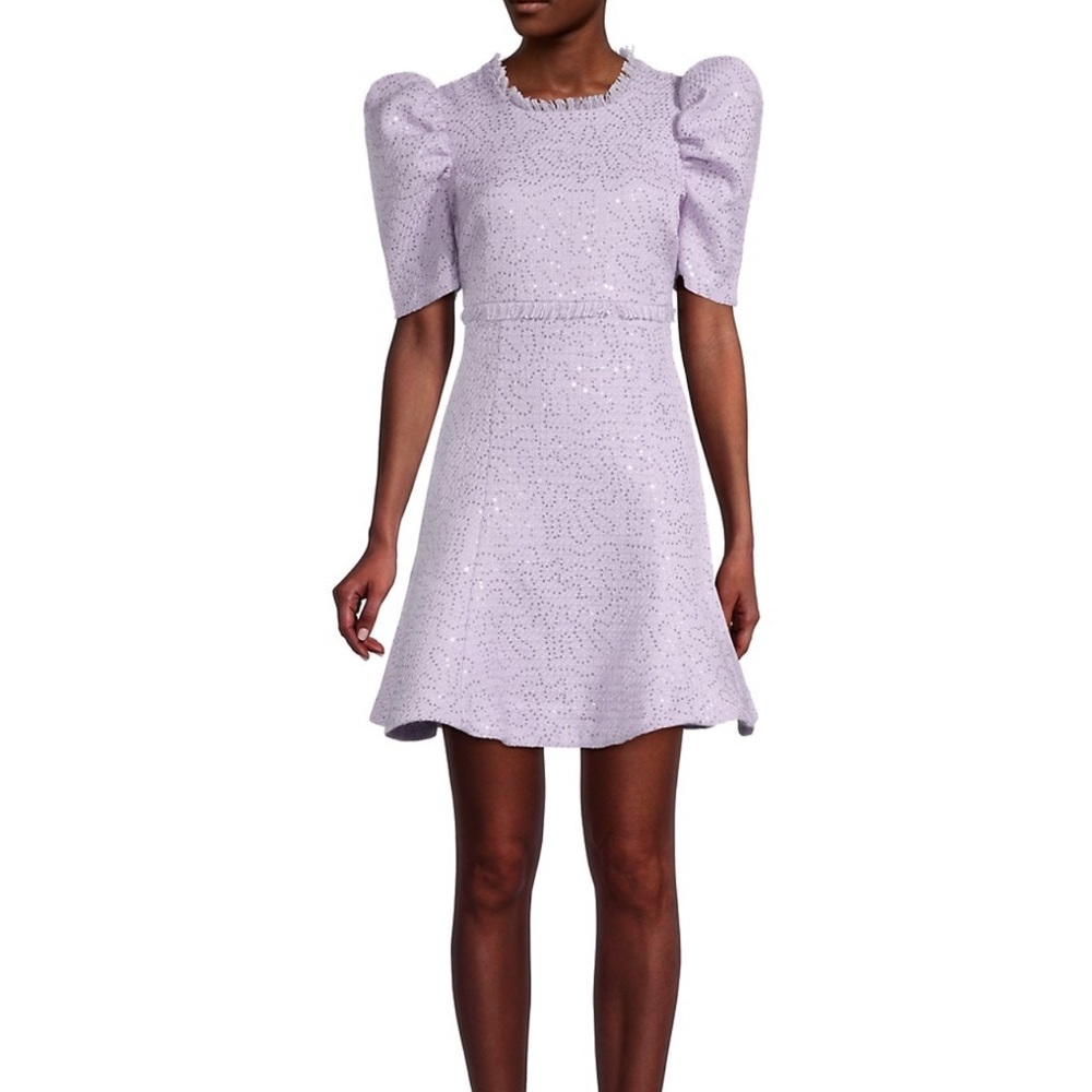 LIKELY
Aila Embellished Puff-Sleeve Minidress
Lilac Tweed sequin mini  Size 6